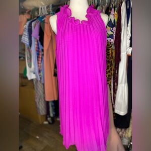 DKNY Vibrant Pink Pleated Dress